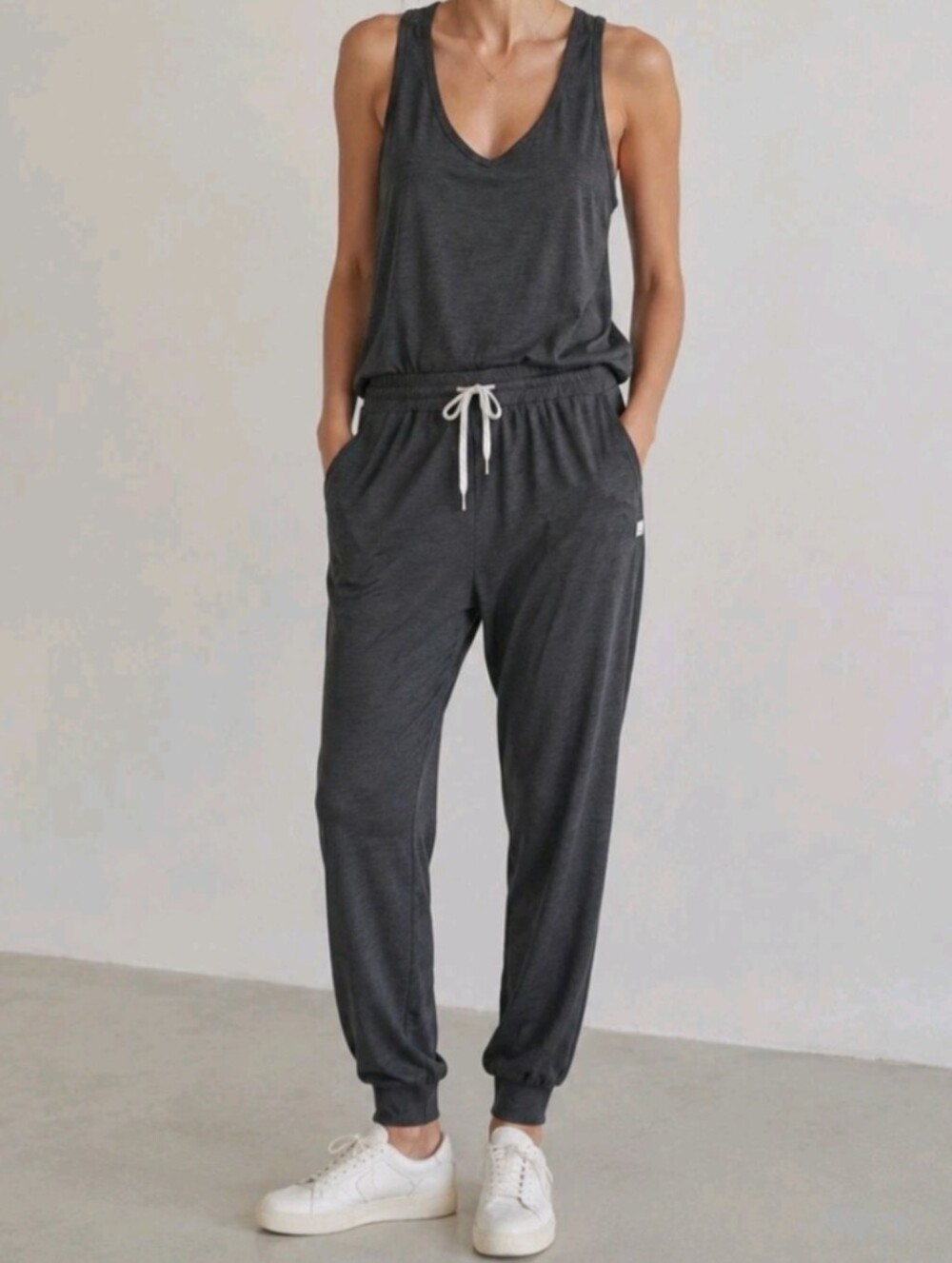 Vuori Lux Luna Workout Racerback Athletic Lounge  grey jogger Jumpsuit Size Smal